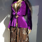 Rich Purple Hourglass Vintage Jacket - 1970s Hand Dyed - Flouncy & Mystical - Light Perfect Layering Piece - Ornate Metal Buttons