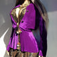 Rich Purple Hourglass Vintage Jacket - 1970s Hand Dyed - Flouncy & Mystical - Light Perfect Layering Piece - Ornate Metal Buttons