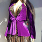 Rich Purple Hourglass Vintage Jacket - 1970s Hand Dyed - Flouncy & Mystical - Light Perfect Layering Piece - Ornate Metal Buttons