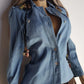 1970s Braided Cowgirl Aged Denim Shirt - Perfectly Faded Light Blue - Braided Feature Shoulders - Perfect Tailoring