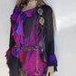Spectacular Rock Star Girlfriend Asymmetrical Flouncy Top / Mini Dress - Rich Pinks & Purple Tones - Ruffles Everywhere- Multiple Layers