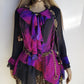Spectacular Rock Star Girlfriend Asymmetrical Flouncy Top / Mini Dress - Rich Pinks & Purple Tones - Ruffles Everywhere- Multiple Layers