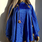 Rich Blue Vintage Satin Cape with Glamorous High Collar - Floaty & Flouncy - Perfect Drape