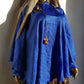 Rich Blue Vintage Satin Cape with Glamorous High Collar - Floaty & Flouncy - Perfect Drape