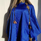 Rich Blue Vintage Satin Cape with Glamorous High Collar - Floaty & Flouncy - Perfect Drape