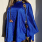 Rich Blue Vintage Satin Cape with Glamorous High Collar - Floaty & Flouncy - Perfect Drape