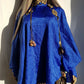 Rich Blue Vintage Satin Cape with Glamorous High Collar - Floaty & Flouncy - Perfect Drape