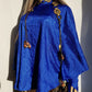 Rich Blue Vintage Satin Cape with Glamorous High Collar - Floaty & Flouncy - Perfect Drape