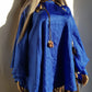 Rich Blue Vintage Satin Cape with Glamorous High Collar - Floaty & Flouncy - Perfect Drape