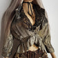 Gold Metallic Vintage Rockstar Bohemian Jacket - Ruffles & Gorgeous Open Bust - Nipped In Waist - Button Closure
