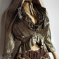 Gold Metallic Vintage Rockstar Bohemian Jacket - Ruffles & Gorgeous Open Bust - Nipped In Waist - Button Closure