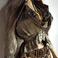 Gold Metallic Vintage Rockstar Bohemian Jacket - Ruffles & Gorgeous Open Bust - Nipped In Waist - Button Closure
