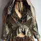 Gold Metallic Vintage Rockstar Bohemian Jacket - Ruffles & Gorgeous Open Bust - Nipped In Waist - Button Closure