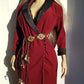 Vintage Romantic Goth 90s Tuxedo Coat in Rich Oxblood Red Velvet - Full Length - Gorgeous Tailoring - Beautiful Side Buttons on the Waist