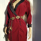 Vintage Romantic Goth 90s Tuxedo Coat in Rich Oxblood Red Velvet - Full Length - Gorgeous Tailoring - Beautiful Side Buttons on the Waist