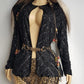 Vintage Silk Spectacular Sparkling Diamond Pattern Heavily Beaded Jacket in Black - Immaculate - Hand Beaded - Bridal Quality