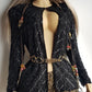 Vintage Silk Spectacular Sparkling Diamond Pattern Heavily Beaded Jacket in Black - Immaculate - Hand Beaded - Bridal Quality