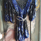 Wild Vintage 100% Crystallized Silk & Sequin -  Asymmetrical Black & Blue - Statement Evening Top