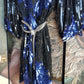 Wild Vintage 100% Crystallized Silk & Sequin -  Asymmetrical Black & Blue - Statement Evening Top