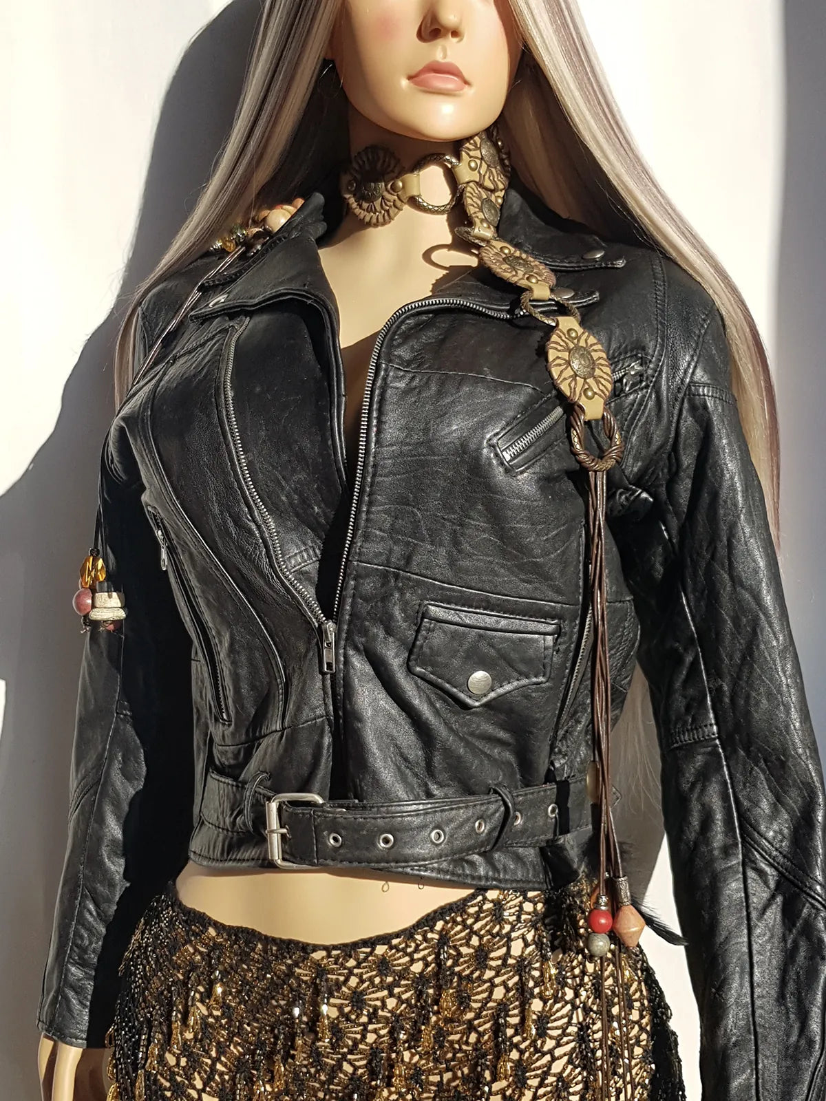 Italian Vintage 100% Genuine Leather 1980s Motorcycle Jacket - Metal Hardware - Fully Lined Jacket