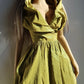 2000s Whimsical Iridescent Fairy Dress in Mystical Chartreuse Green - 50s Shape - Structural and Versatile neckline - wear multiple ways