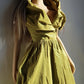 2000s Whimsical Iridescent Fairy Dress in Mystical Chartreuse Green - 50s Shape - Structural and Versatile neckline - wear multiple ways