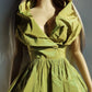 2000s Whimsical Iridescent Fairy Dress in Mystical Chartreuse Green - 50s Shape - Structural and Versatile neckline - wear multiple ways