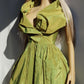 2000s Whimsical Iridescent Fairy Dress in Mystical Chartreuse Green - 50s Shape - Structural and Versatile neckline - wear multiple ways