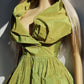 2000s Whimsical Iridescent Fairy Dress in Mystical Chartreuse Green - 50s Shape - Structural and Versatile neckline - wear multiple ways