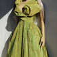 2000s Whimsical Iridescent Fairy Dress in Mystical Chartreuse Green - 50s Shape - Structural and Versatile neckline - wear multiple ways