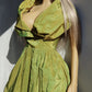 2000s Whimsical Iridescent Fairy Dress in Mystical Chartreuse Green - 50s Shape - Structural and Versatile neckline - wear multiple ways