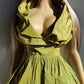 2000s Whimsical Iridescent Fairy Dress in Mystical Chartreuse Green - 50s Shape - Structural and Versatile neckline - wear multiple ways