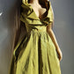 2000s Whimsical Iridescent Fairy Dress in Mystical Chartreuse Green - 50s Shape - Structural and Versatile neckline - wear multiple ways