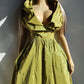 2000s Whimsical Iridescent Fairy Dress in Mystical Chartreuse Green - 50s Shape - Structural and Versatile neckline - wear multiple ways