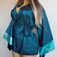 Sumptuous Silk Satin 90s Oriental Brocade & Azure Blue Wrap Jacket / Mini Dress - Perfect Evening Piece