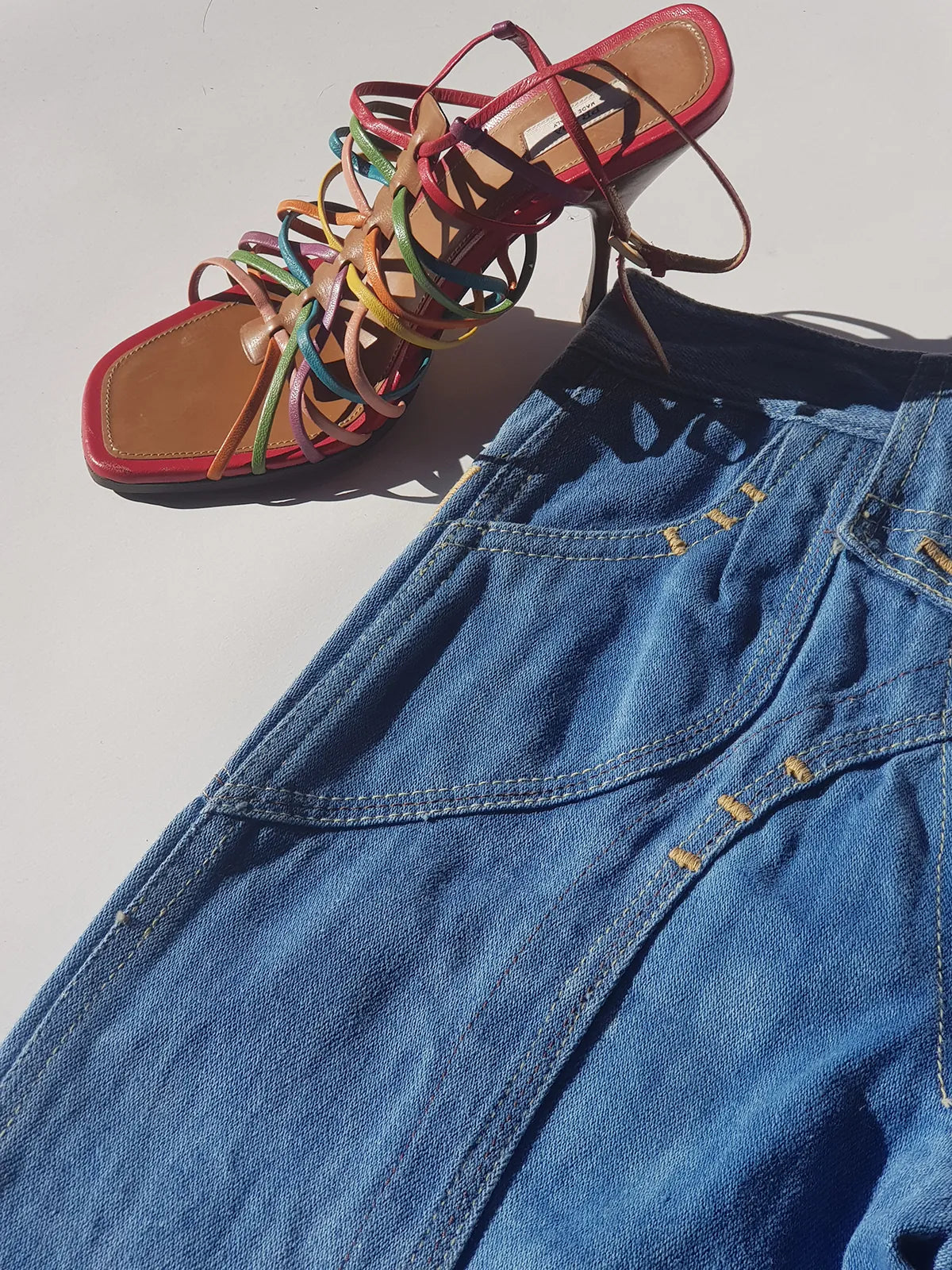 Prada - Authentic Darling 100% Genuine Italian Leather Stilettos - Ankle Strap - Perfect Height Summer Heels - Multi Colored - (European Size 36)