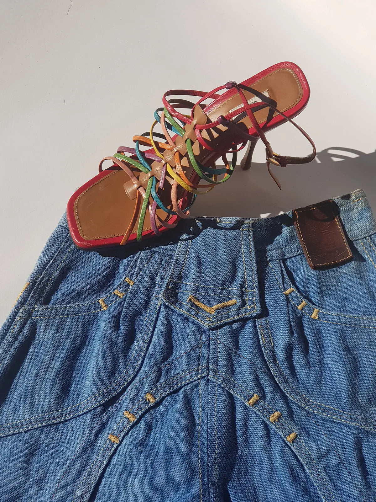 Prada - Authentic Darling 100% Genuine Italian Leather Stilettos - Ankle Strap - Perfect Height Summer Heels - Multi Colored - (European Size 36)