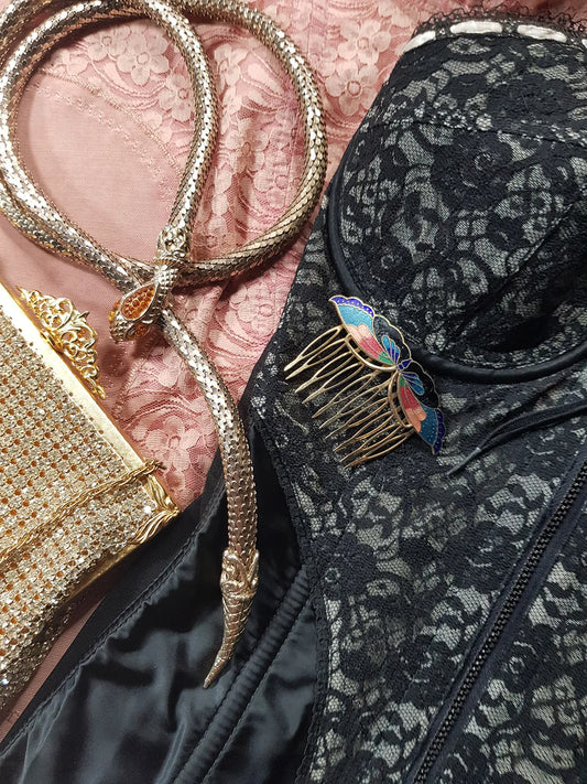 1960s Gold & Tangerine Amber Antique Designer Snake Belt / Necklace / Bracelet - Absolutely Gorgeous - Stones in Snakes Head & Eyes - High Quality and Heavy