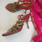 Prada - Authentic Darling 100% Genuine Italian Leather Stilettos - Ankle Strap - Perfect Height Summer Heels - Multi Colored - (European Size 36)