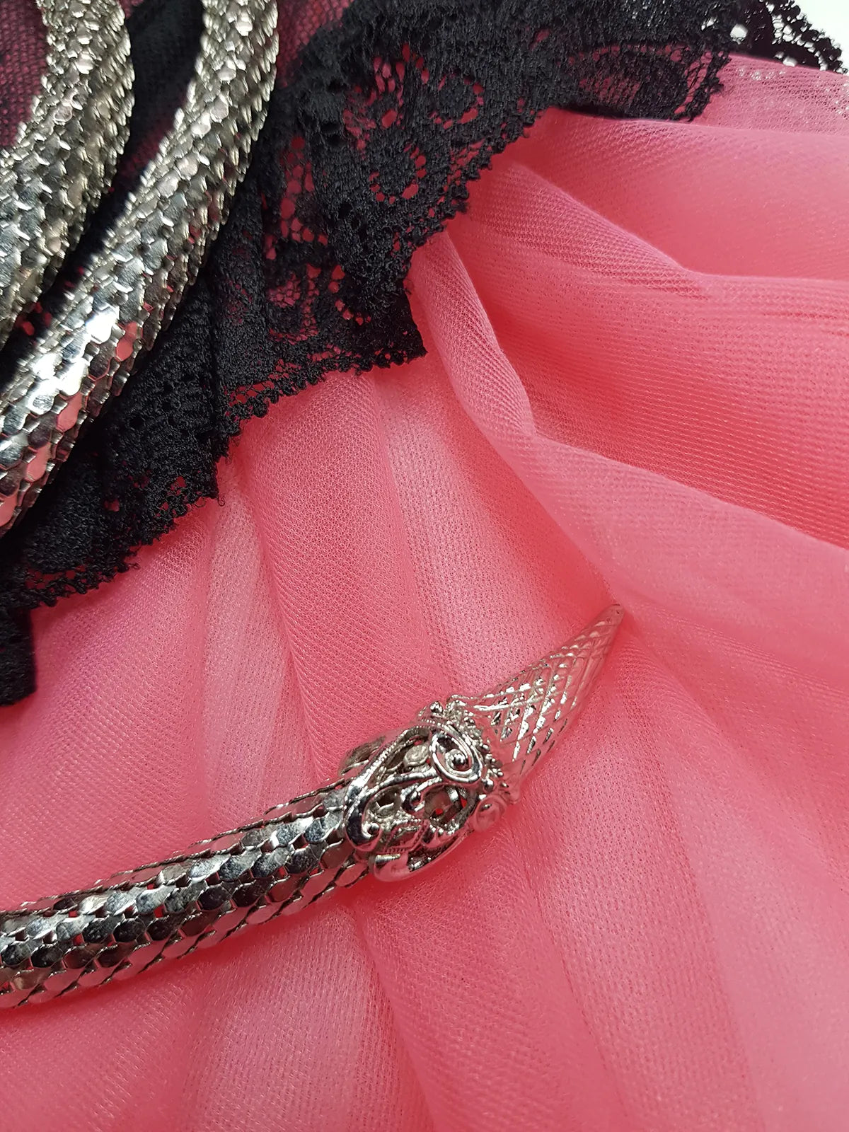 1960s Silver & Crystal - Antique Designer Snake Belt / Necklace / Bracelet - Wear Multiple ways