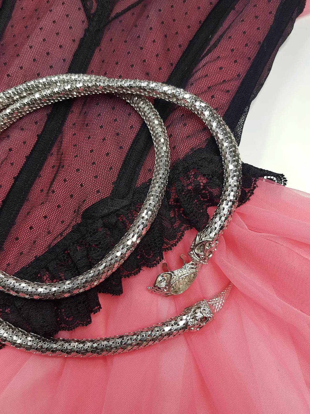 1960s Silver & Crystal - Antique Designer Snake Belt / Necklace / Bracelet - Wear Multiple ways