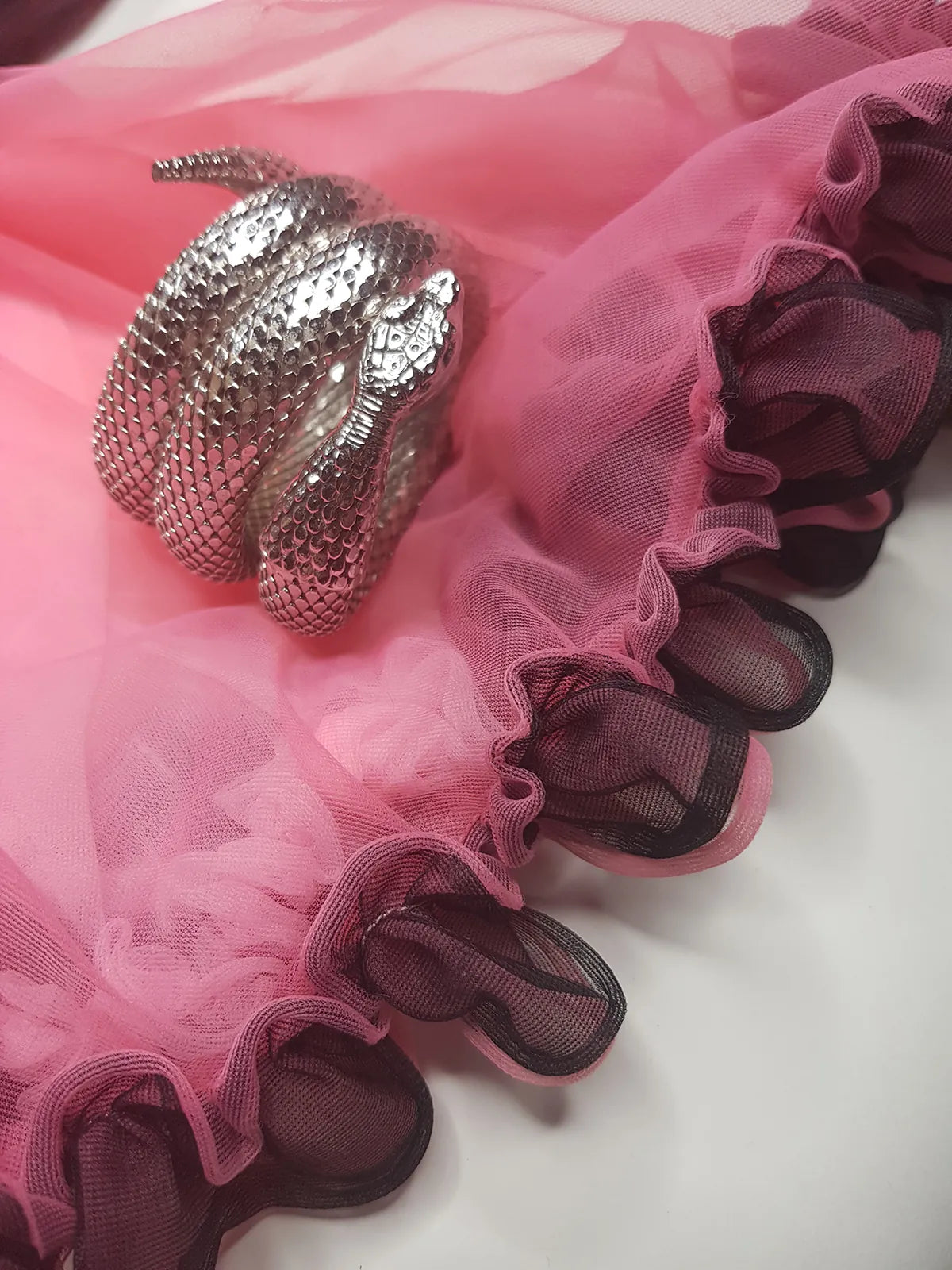 1960s Silver - Antique Designer Snake Cuff Bracelet - 3 Tier Wrap Around Wrist