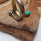 1960s Antique Designer Snake Cuff Bracelet - Gold & Turquoise - Ornate Statement Piece Beautifully Wraps Around Wrist