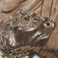 1960s Antique Designer Gold Chainmail Pouch Evening Tassel Bag - Long Chain - Drawstring Closure - Lined
