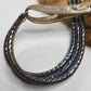 1970s Vintage Metal Snake Belt - Studio54 Style - 3 Tier Dark Metallic Blue & Gold Leather