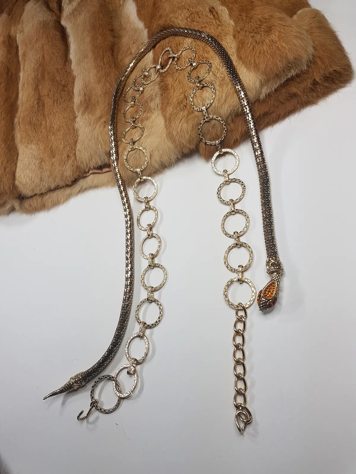 1970s Studio54 Style Vintage Gold Sparkly Faceted Chain Belt - O Rings & Wear Multiple Ways