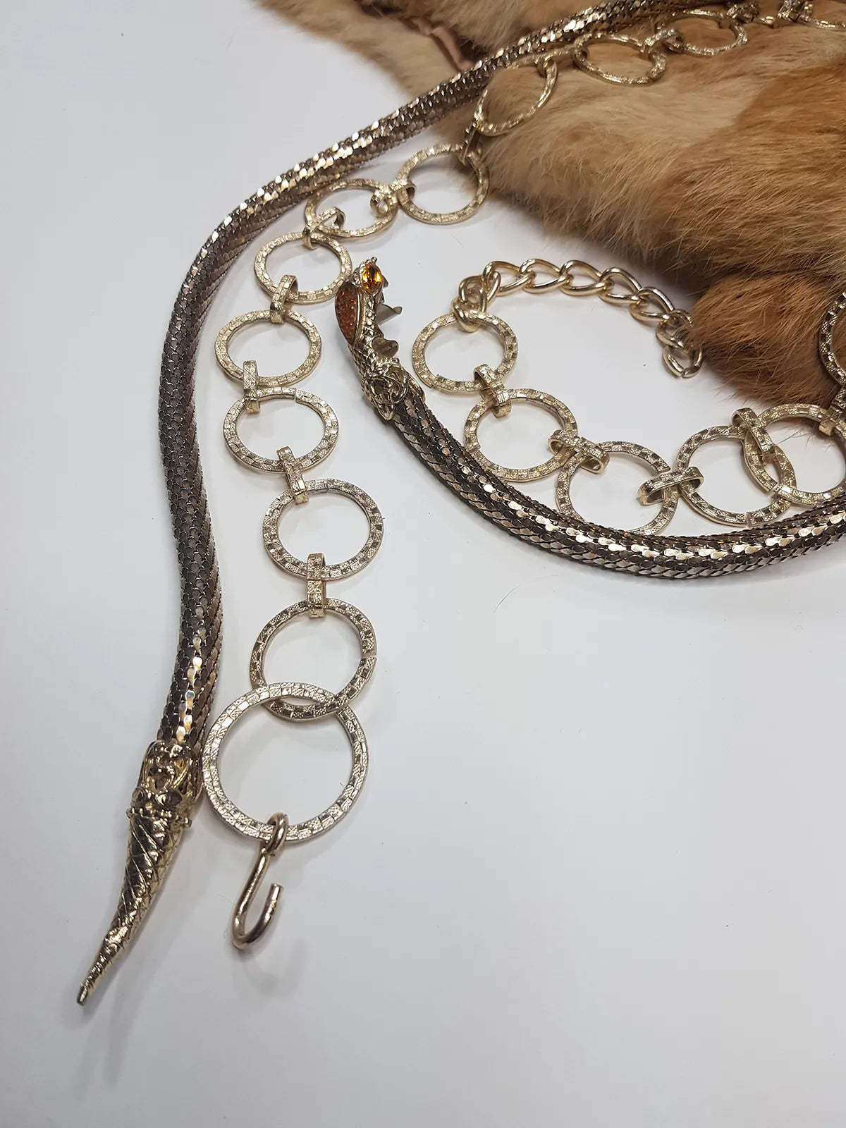 1970s Studio54 Style Vintage Gold Sparkly Faceted Chain Belt - O Rings & Wear Multiple Ways