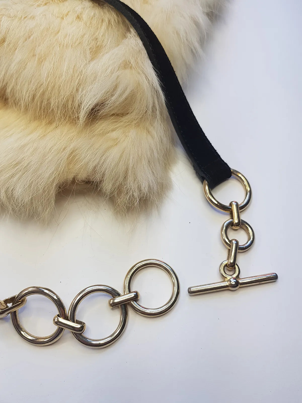 Vintage 100% Leather & Metal Belt / Choker / Bracelet in Black & Gold - Can be worn multiple ways