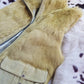 1990s Italian Vintage Light Chartreuse Fur & Suede Vest - fully lined - metal zip - suede feature pockets with tassel buckles