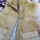 1990s Italian Vintage Light Chartreuse Fur & Suede Vest - fully lined - metal zip - suede feature pockets with tassel buckles